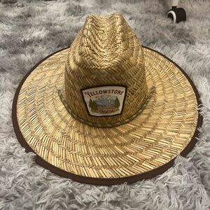 MAD Engine Straw Hat in Natural Tan and Brown Trim